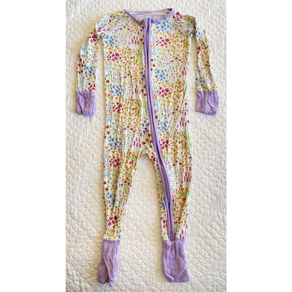 Little Sleepies Baby Girls Bamboo Zippy Sleeper Flower Fields Purple 12-18m - Picture 3 of 7